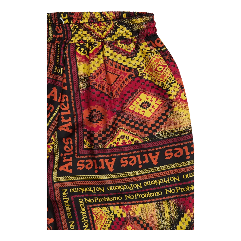 Scarf Print Silk Slacker Pants Multi