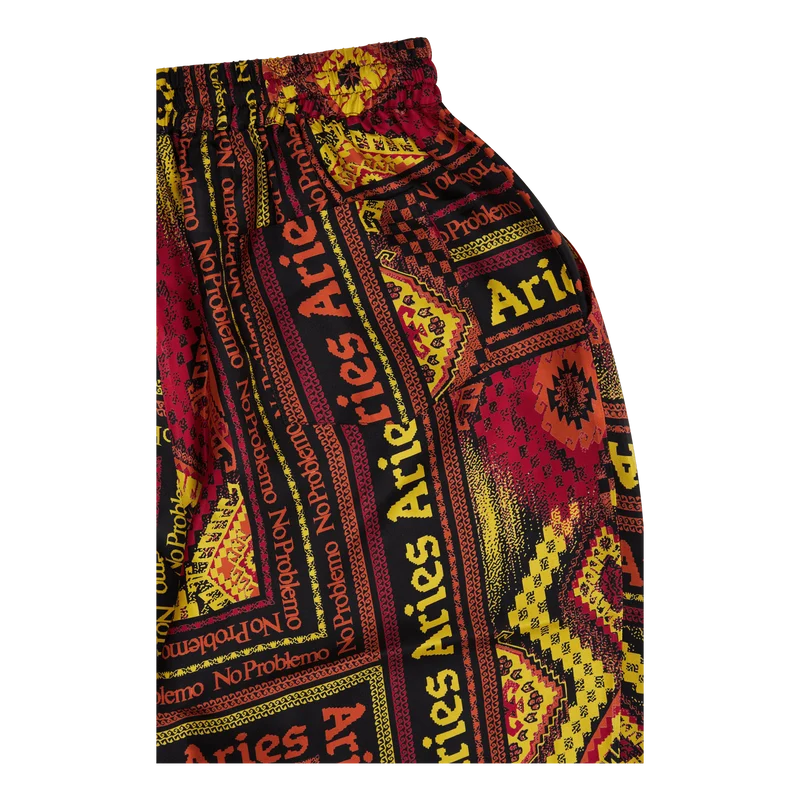Scarf Print Silk Slacker Pants Multi