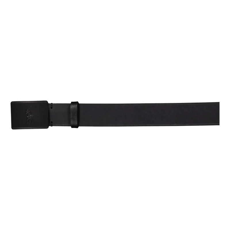 Pony Plaque Leather Belt Black / Matte Black