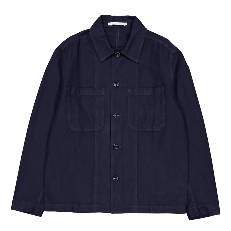 Tyge Cotton Linen Overshirt Dark Navy