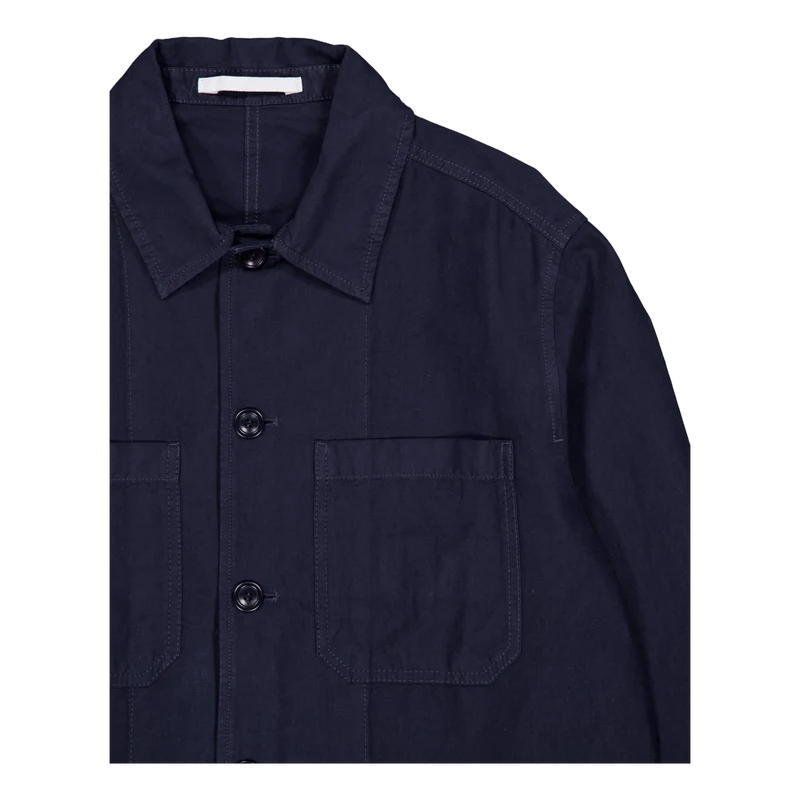 Tyge Cotton Linen Overshirt Dark Navy