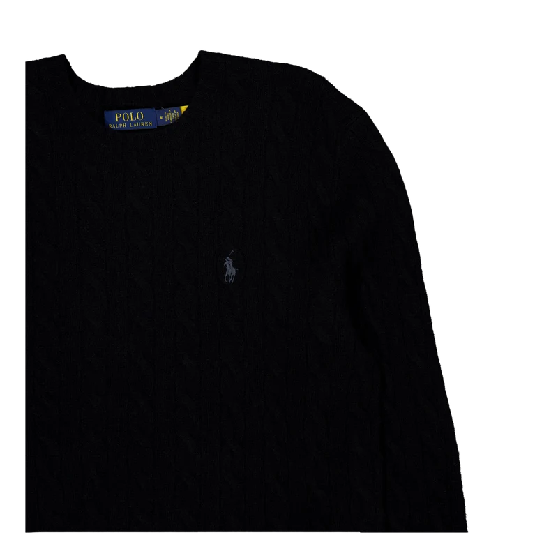 Cable-Knit Wool-Cashmere Sweater Polo Black