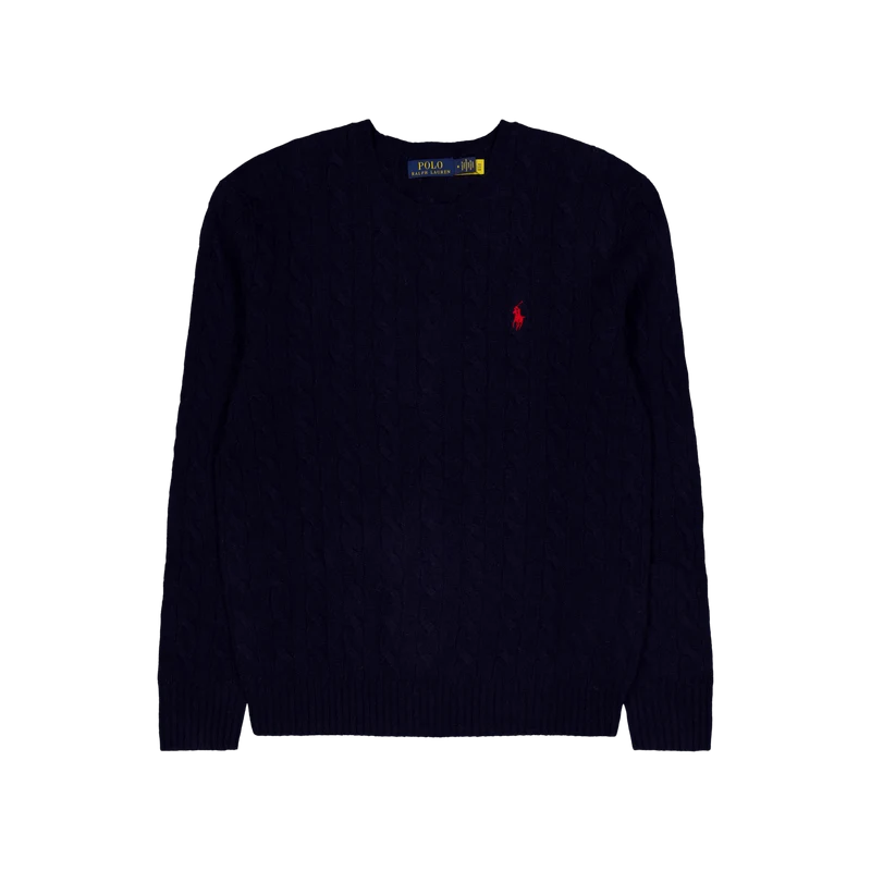 Cable-Knit Wool-Cashmere Sweater Hunter Navy