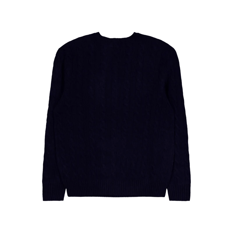 Cable-Knit Wool-Cashmere Sweater Hunter Navy