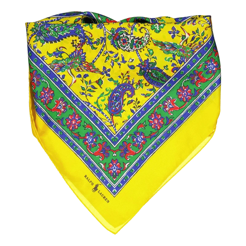 Paisley Silk Habotai Bandanna Yellow