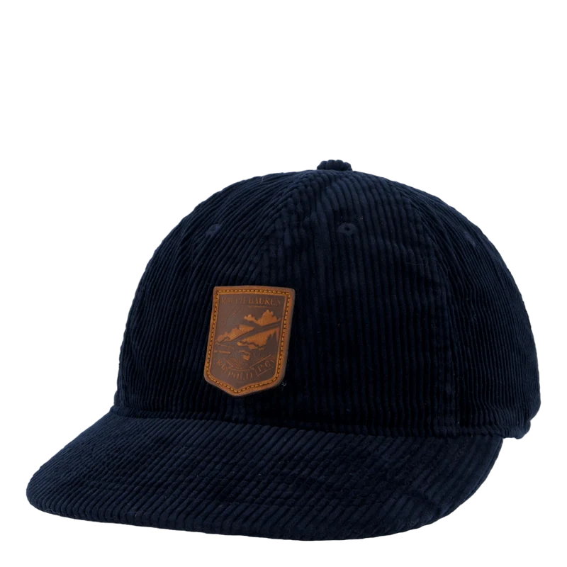 Logo-Patch Corduroy Ball Cap Aviator Navy