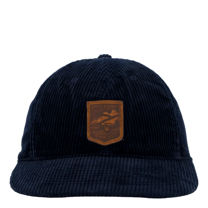 Logo-Patch Corduroy Ball Cap Aviator Navy