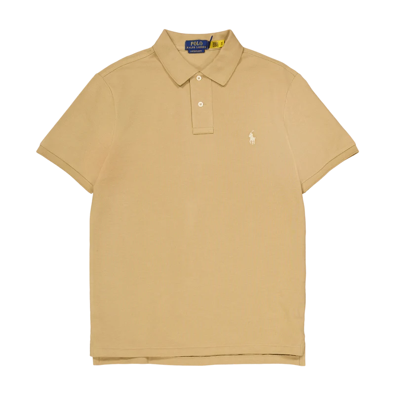 Custom Slim Fit Mesh Polo Shirt Cafe Tan