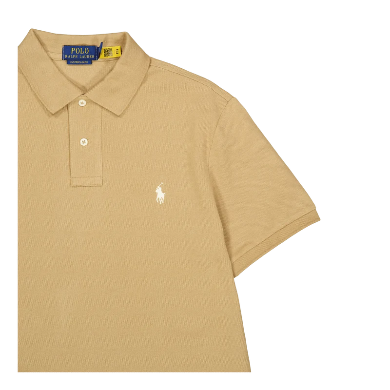 Custom Slim Fit Mesh Polo Shirt Cafe Tan