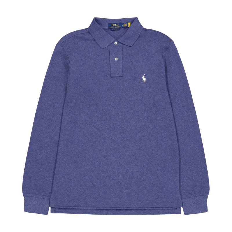 Custom Slim Long-Sleeve Polo Navy Heather