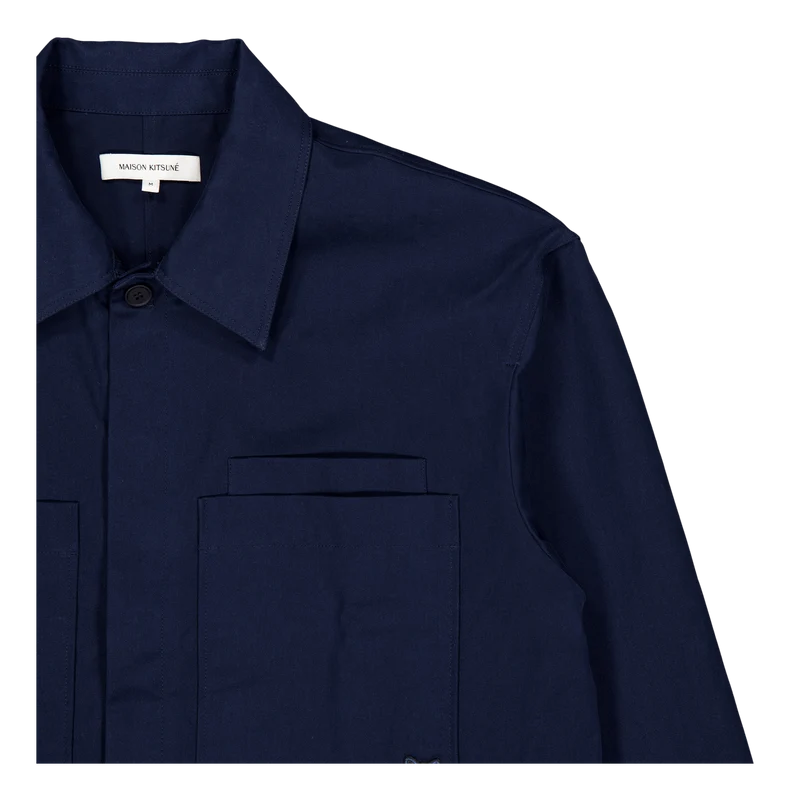 Overshirt With Tonal Fox Head Ink Blue