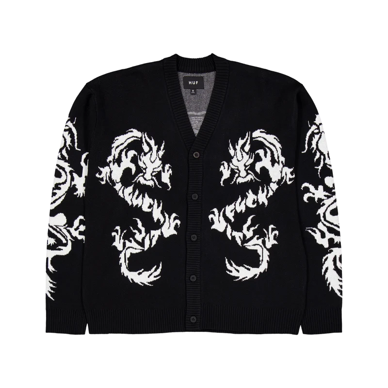 Twin Dragon Cardigan Black