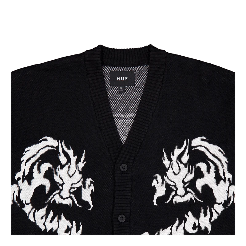 Twin Dragon Cardigan Black