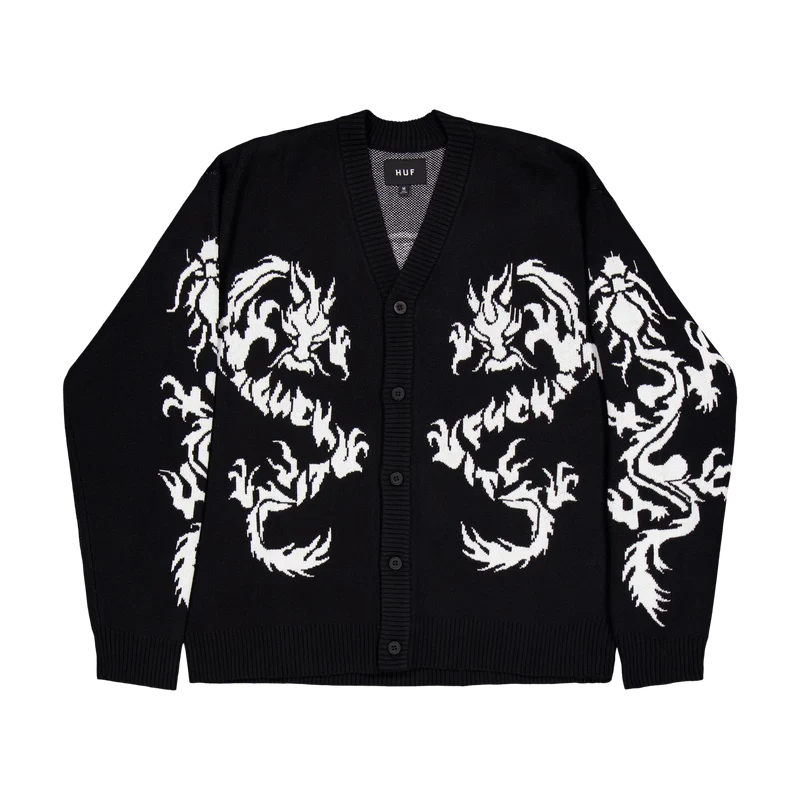 Twin Dragon Cardigan Black