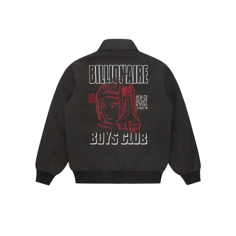 Collared Varsity Jacket Black