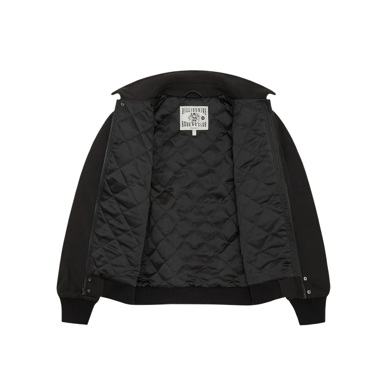 Collared Varsity Jacket Black
