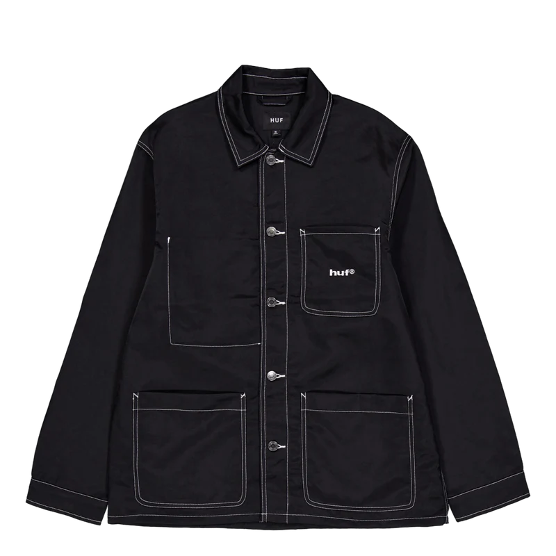 Contrast Nylon Chore Jacket Black