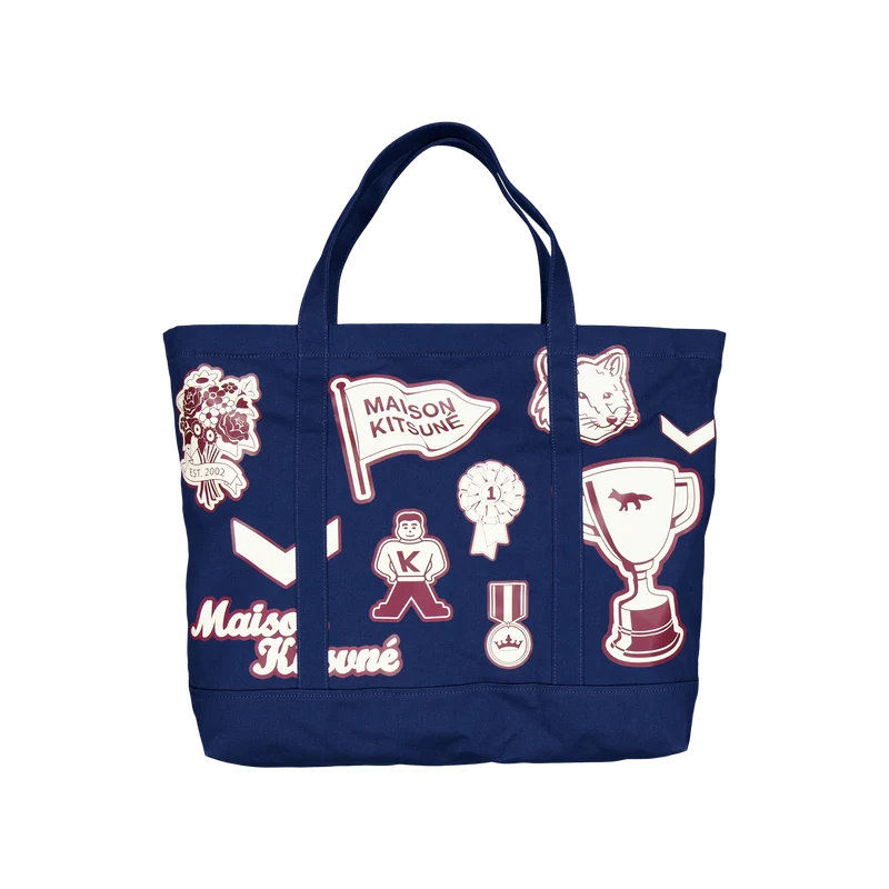 Varsity Patches Xxl Tote Bag Ink Blue