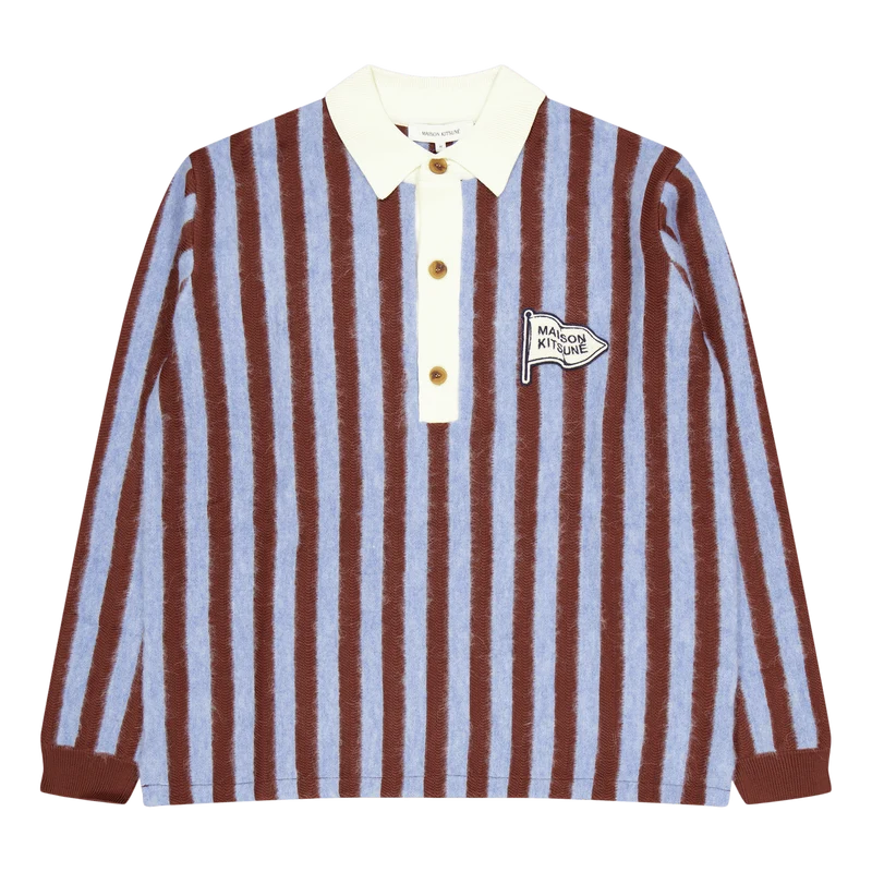 Striped Comfort Polo Sky Blue/hazelnut
