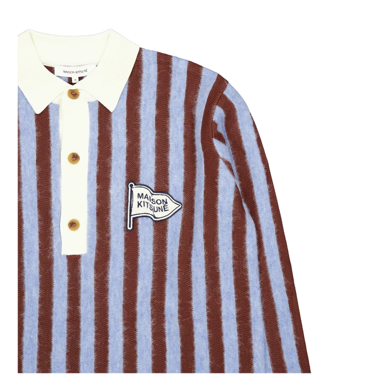Striped Comfort Polo Sky Blue/hazelnut