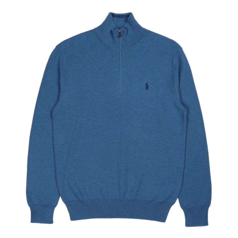 Mesh-Knit Cotton Quarter-Zip Sweater Withdraw Blue Heather