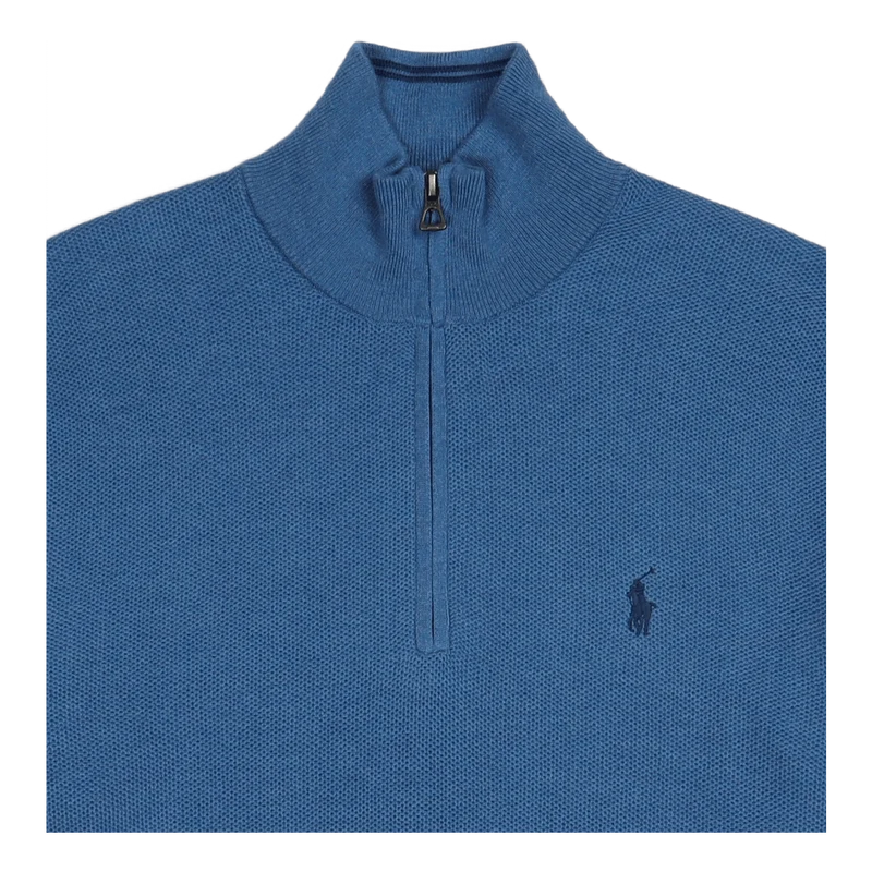 Mesh-Knit Cotton Quarter-Zip Sweater Withdraw Blue Heather
