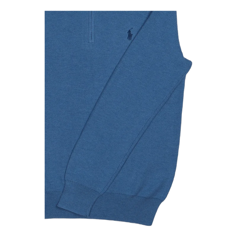 Mesh-Knit Cotton Quarter-Zip Sweater Withdraw Blue Heather
