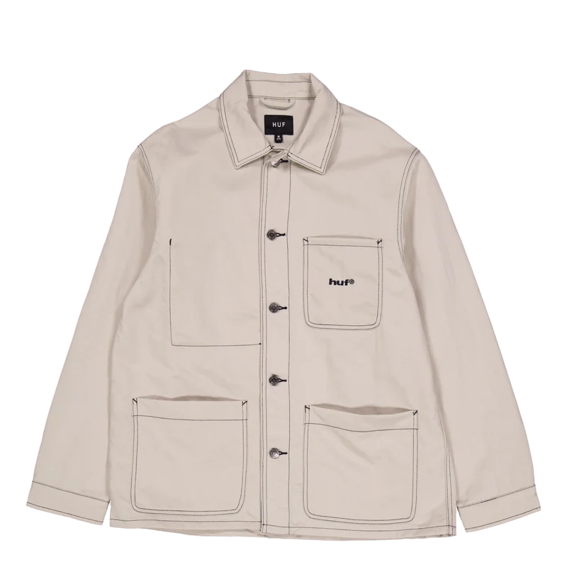 Contrast Nylon Chore Jacket Cream