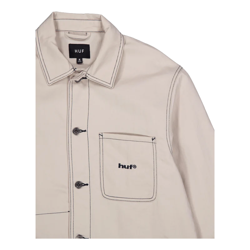Contrast Nylon Chore Jacket Cream