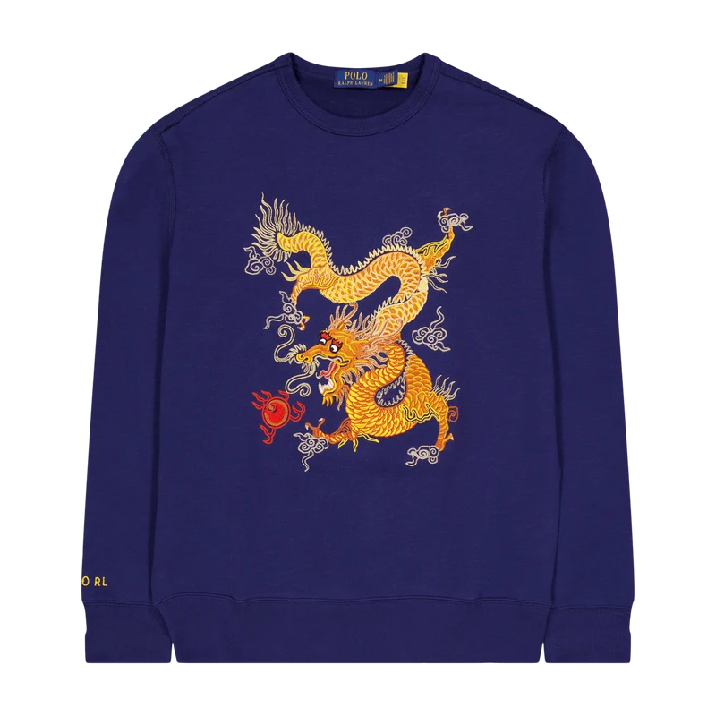 Lunar New Year Dragon Fleece Sweatshirt Dark Cobalt