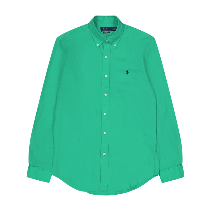 Custom Fit Linen Shirt Grasshopper Green