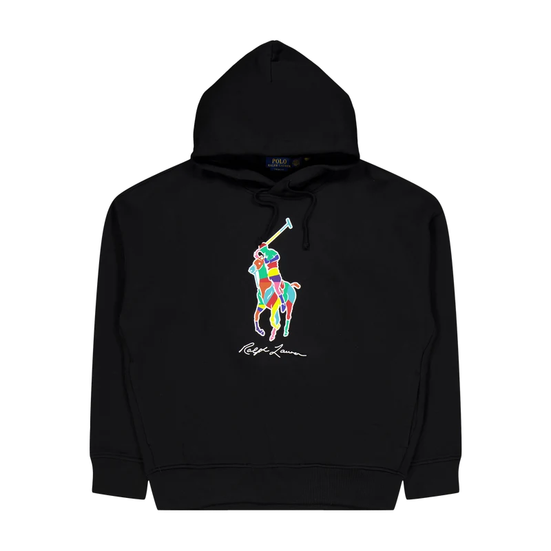 Big Fit Big Pony Fleece Hoodie Polo Black
