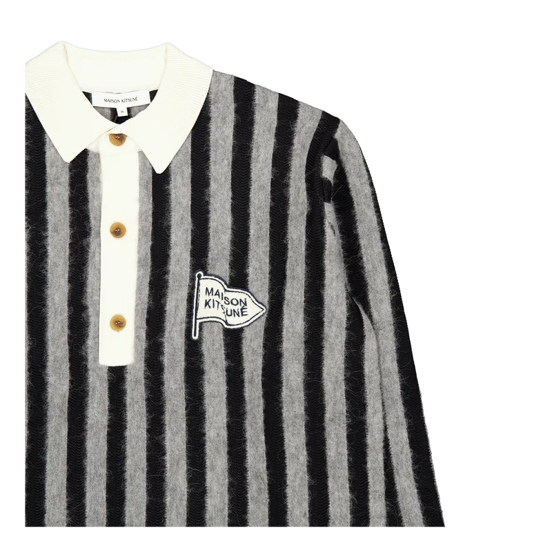 Striped Comfort Polo Black/stone