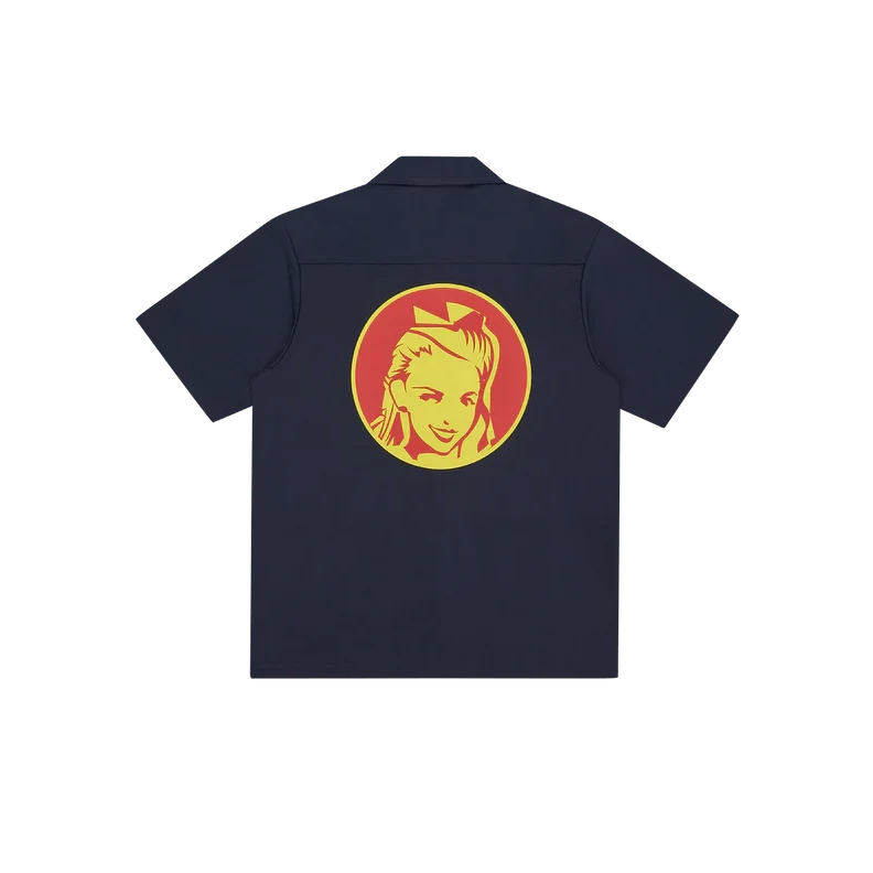 Waitress Camp Collar Shirt Navy