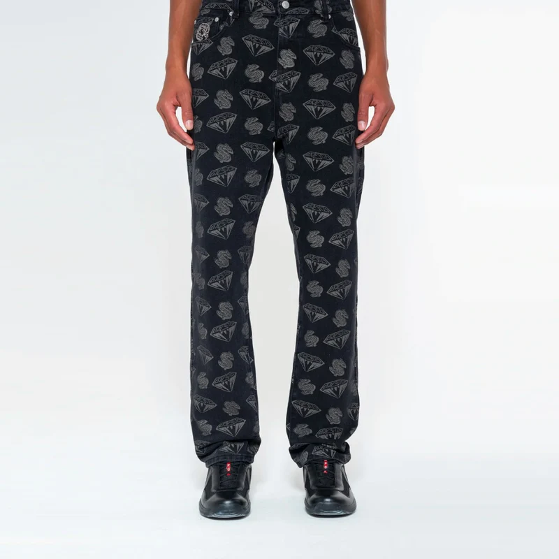 Diamonds & Dollars Denim Pants Black
