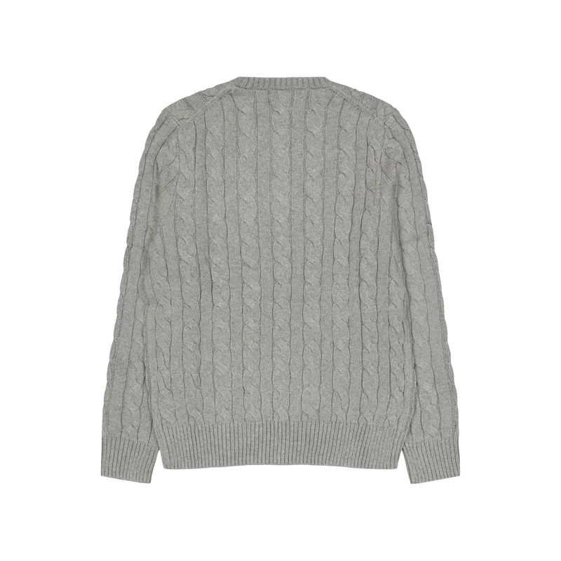 Cable-Knit Cotton Sweater Fawn Grey Heather