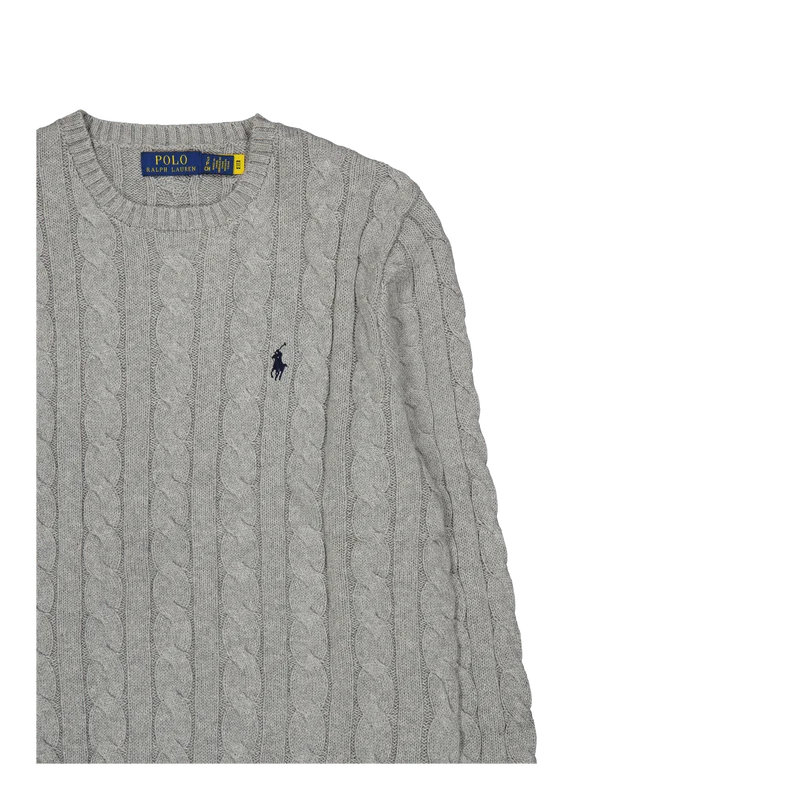 Cable-Knit Cotton Sweater Fawn Grey Heather