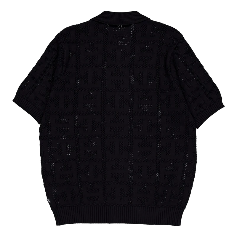 Monogram Jacquard Zip Sweater Black