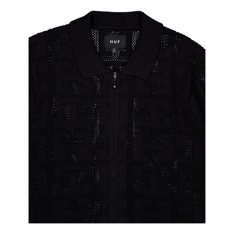 Monogram Jacquard Zip Sweater Black
