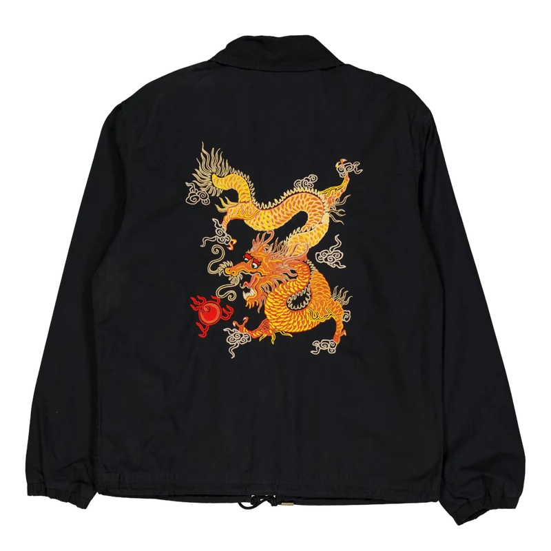 Lunar New Year Dragon Coach Jacket Polo Black