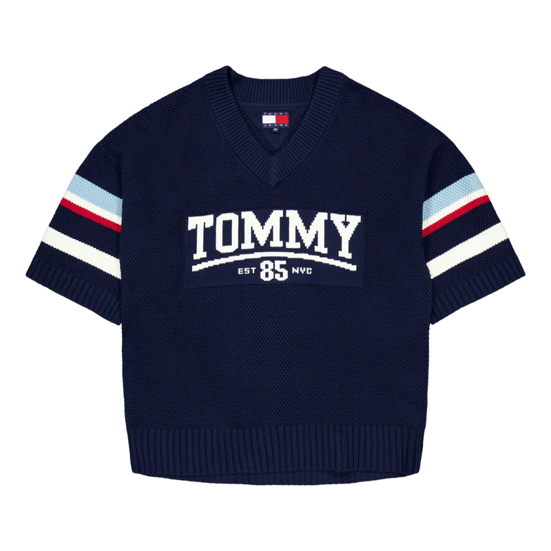 Tjcu Varsity Knit Top Carbon Navy