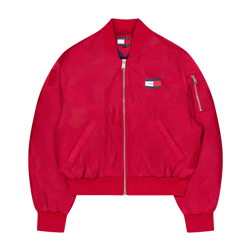Tjcu Jacquard Boxy Bomber Jack Medium Red