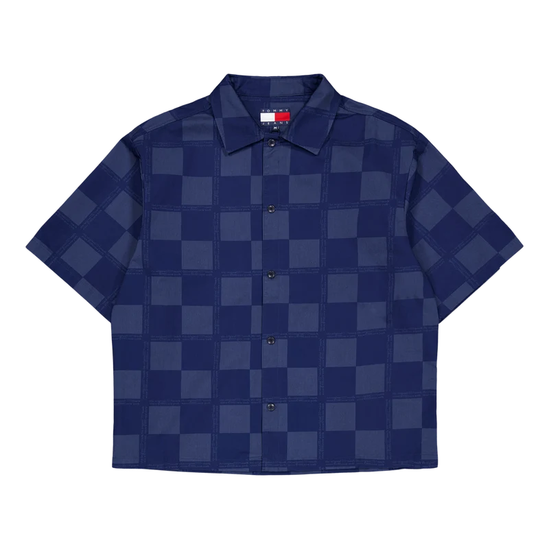 Tjcu Boxy 1985 Checkerbrd Shir Carbon Navy