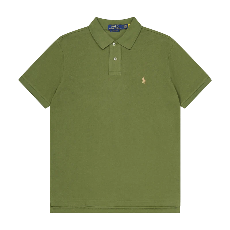Custom Slim Fit Mesh Polo Shirt Dark Sage