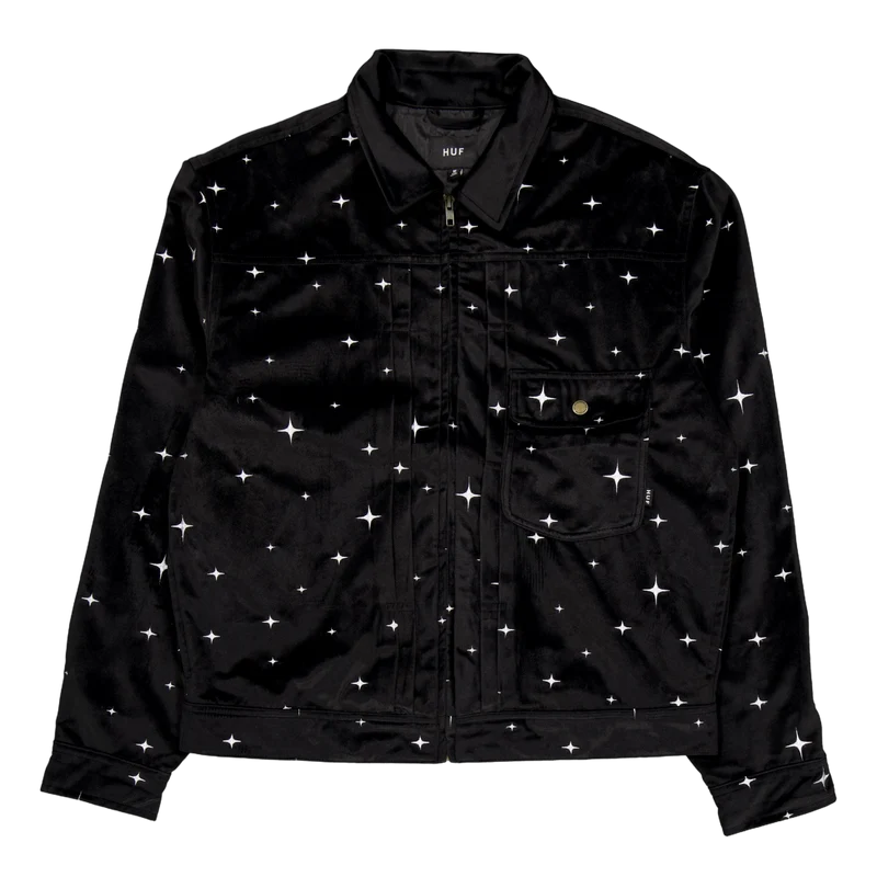 Galaxy Velvet Trucker Jacket Black