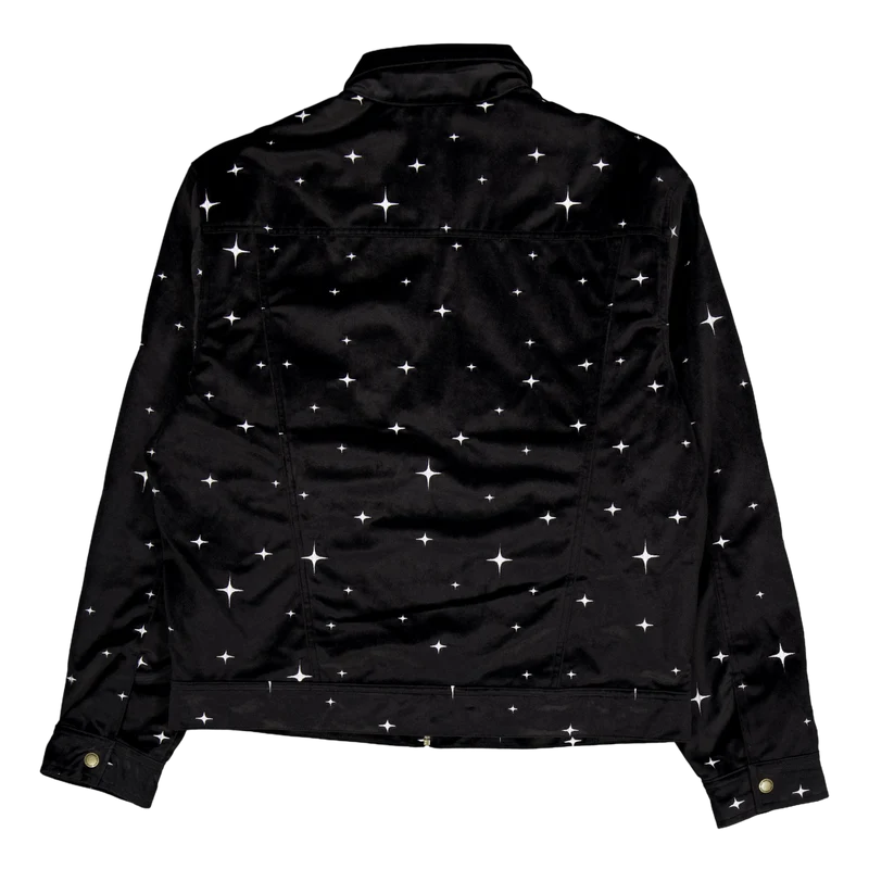 Galaxy Velvet Trucker Jacket Black