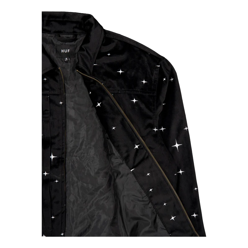 Galaxy Velvet Trucker Jacket Black
