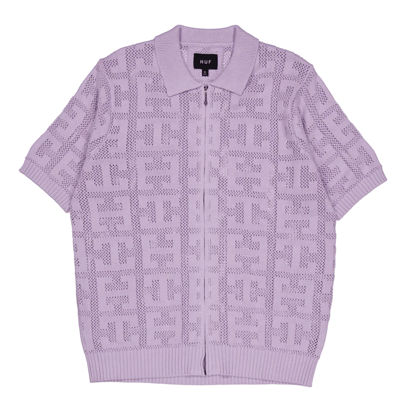 Monogram Jacquard Zip Sweater Lavender