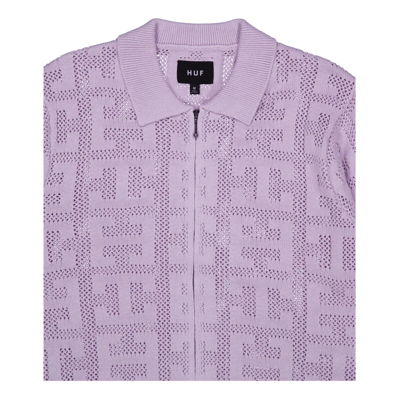 Monogram Jacquard Zip Sweater Lavender