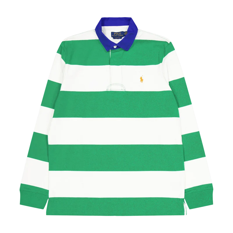 Classic Fit Striped Jersey Rugby Shirt Stem / White
